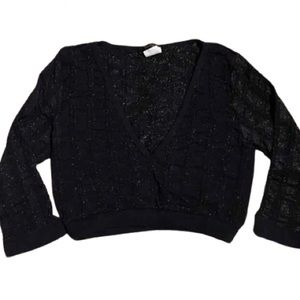 Forever 21 Mid Sleeve Shiny Crop Top